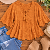 Cinnamon Embroidered Top