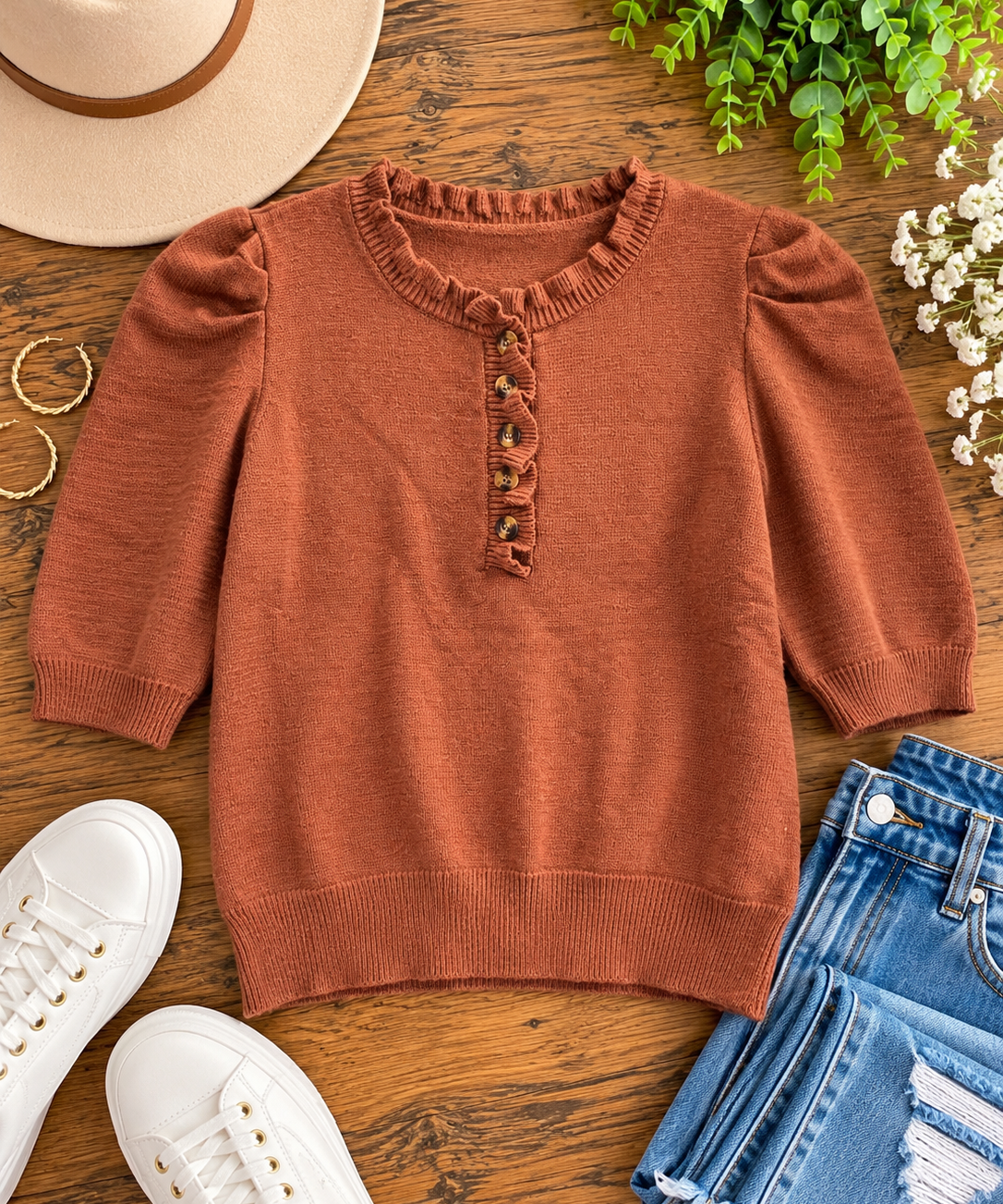Ruffle Sweater Top