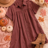 Wine Button Dress