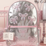 Silver Sequin Bow Backpack