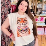 Boxy Sleeveless Tiger Jewel Tee