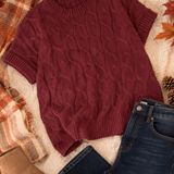Burgundy Cable Knit Sweater