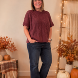 Burgundy Cable Knit Sweater