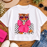 Pink Bow Tiger Boxy Tee