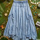 Drape Denim Skirt