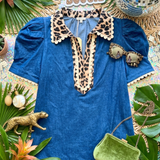 Denim Leopard Top