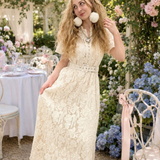 Embroidered Lace Button Dress