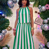 Green Striped Maxi Skirt