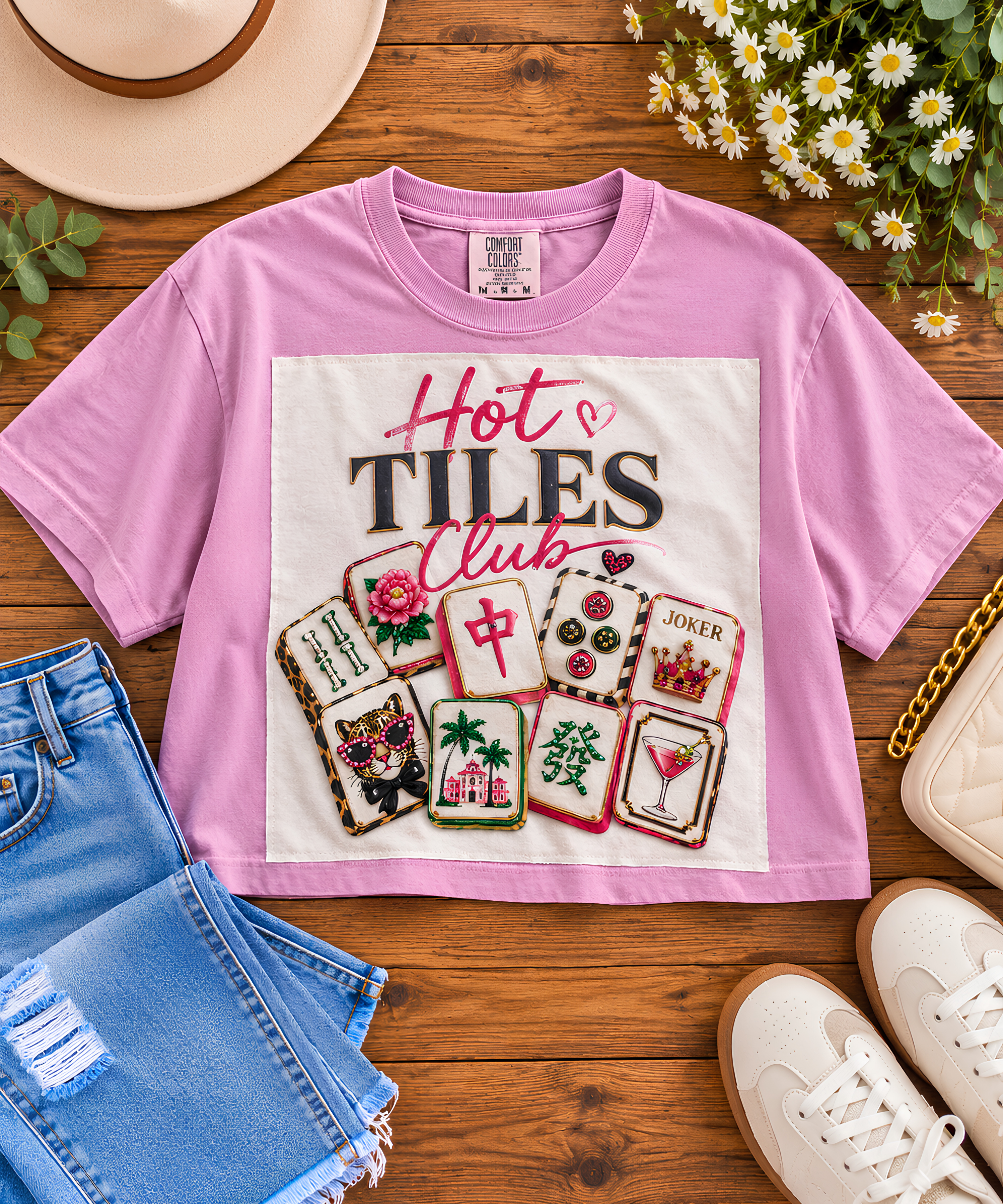 Mahjong Tiles Cropped Tee