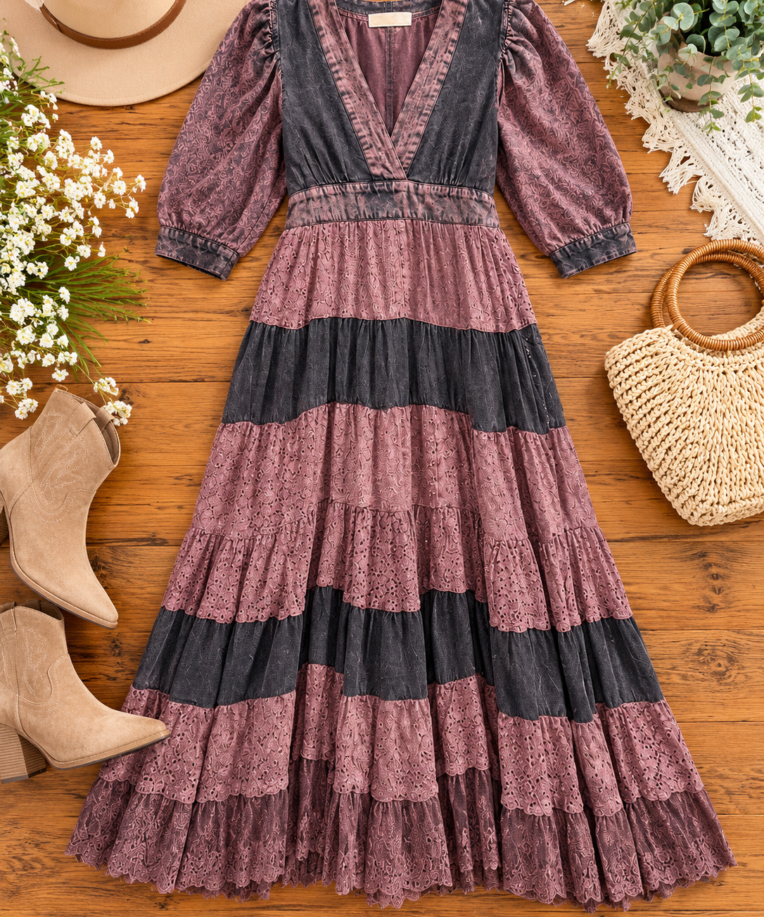 Mulberry Patchwork Dress