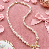 Pearl Bow Necklace - 2 Colors