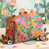 Orange Floral Pouch