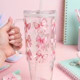Pink Bows Glass Tumbler