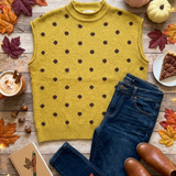 Polka Dot Sleeveless Sweater - 2 Colors