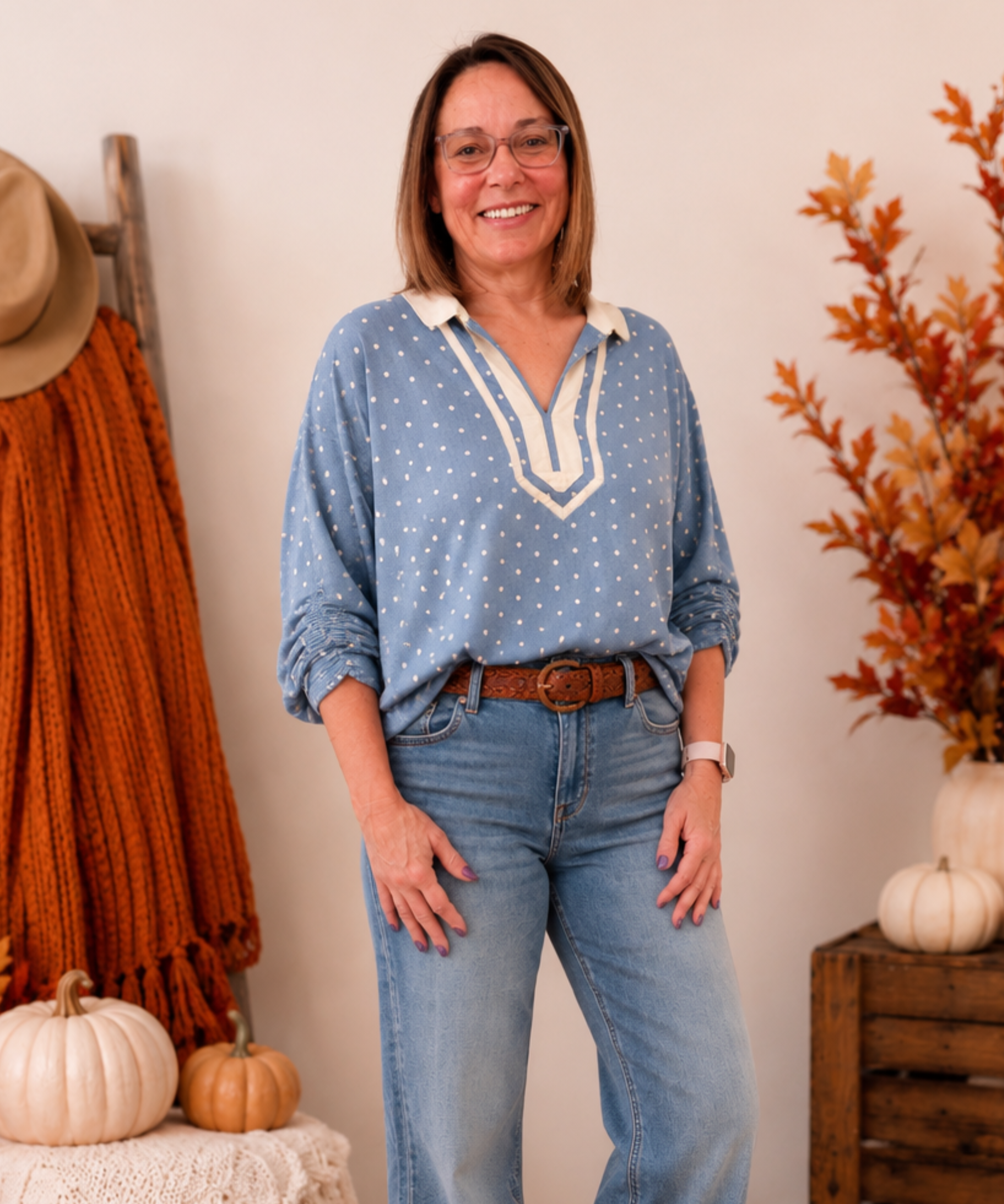 Polka Dot V-Neck Top