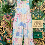 Pink Floral Patchwork Overalls