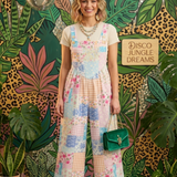 Pink Floral Patchwork Overalls