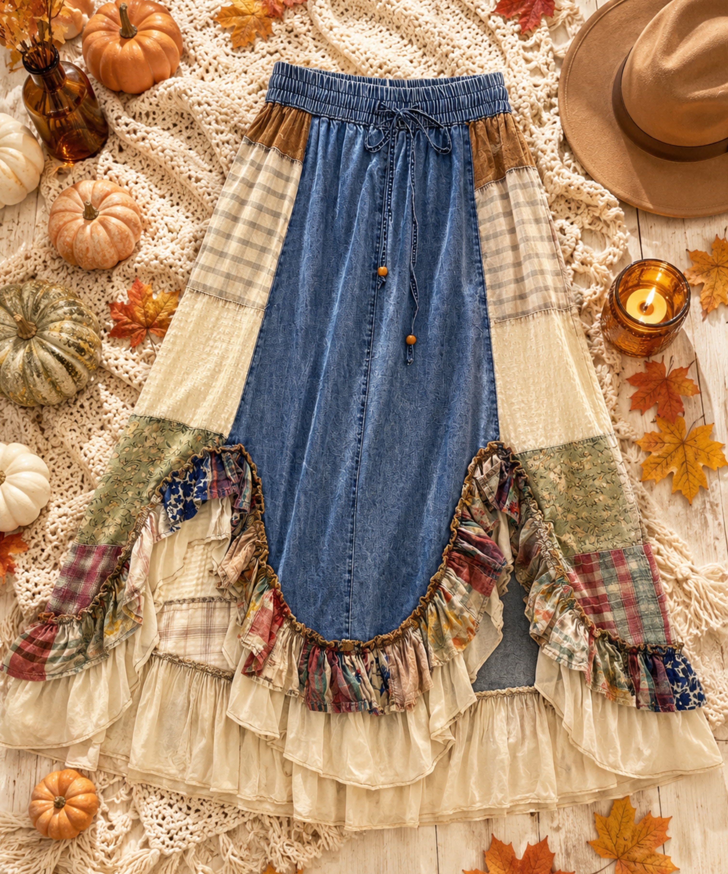 Patchwork Midi Skirt