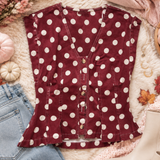Pleated Polka Dot Top