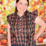 Dark Navy Plaid Top