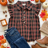 Dark Navy Plaid Top