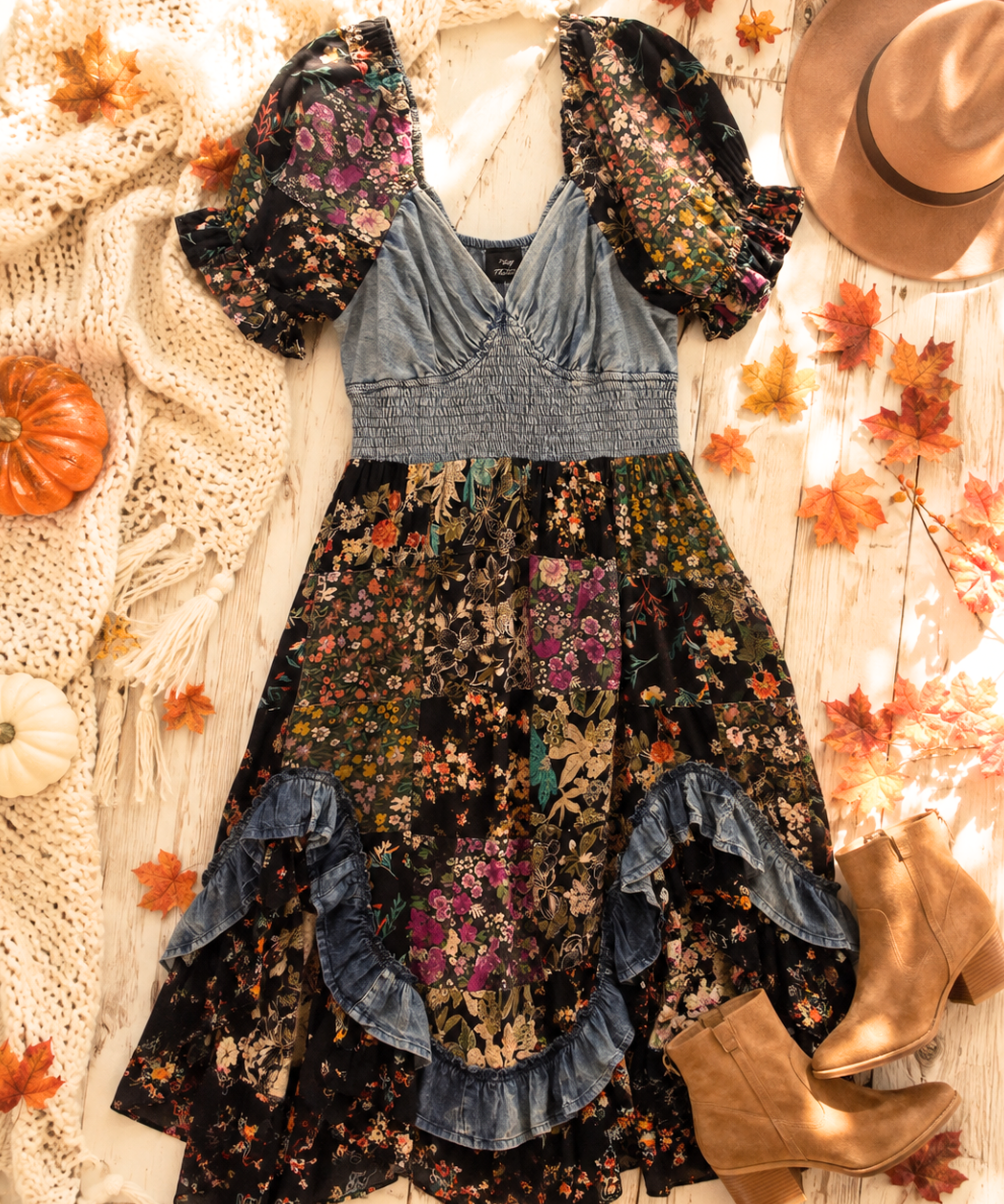 Dark Multi Smocked Dress