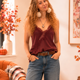 Satin Lace Tank Top - 2 Colors