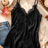 Satin Lace Tank Top - 2 Colors