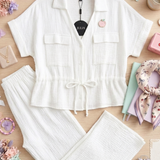Short Sleeve Gauze Set - 2 Colors