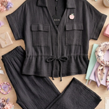 Short Sleeve Gauze Set - 2 Colors