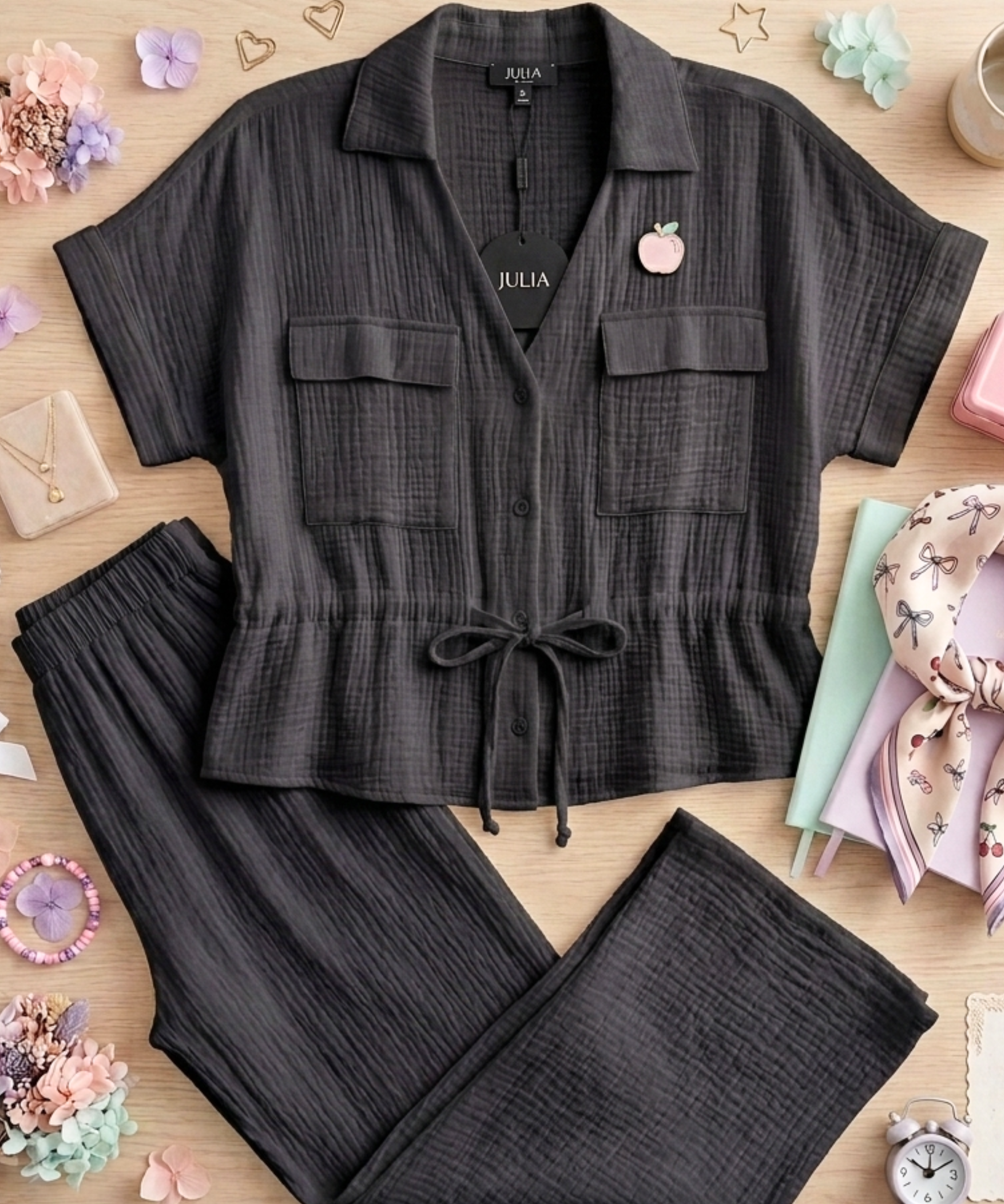 Short Sleeve Gauze Set - 2 Colors