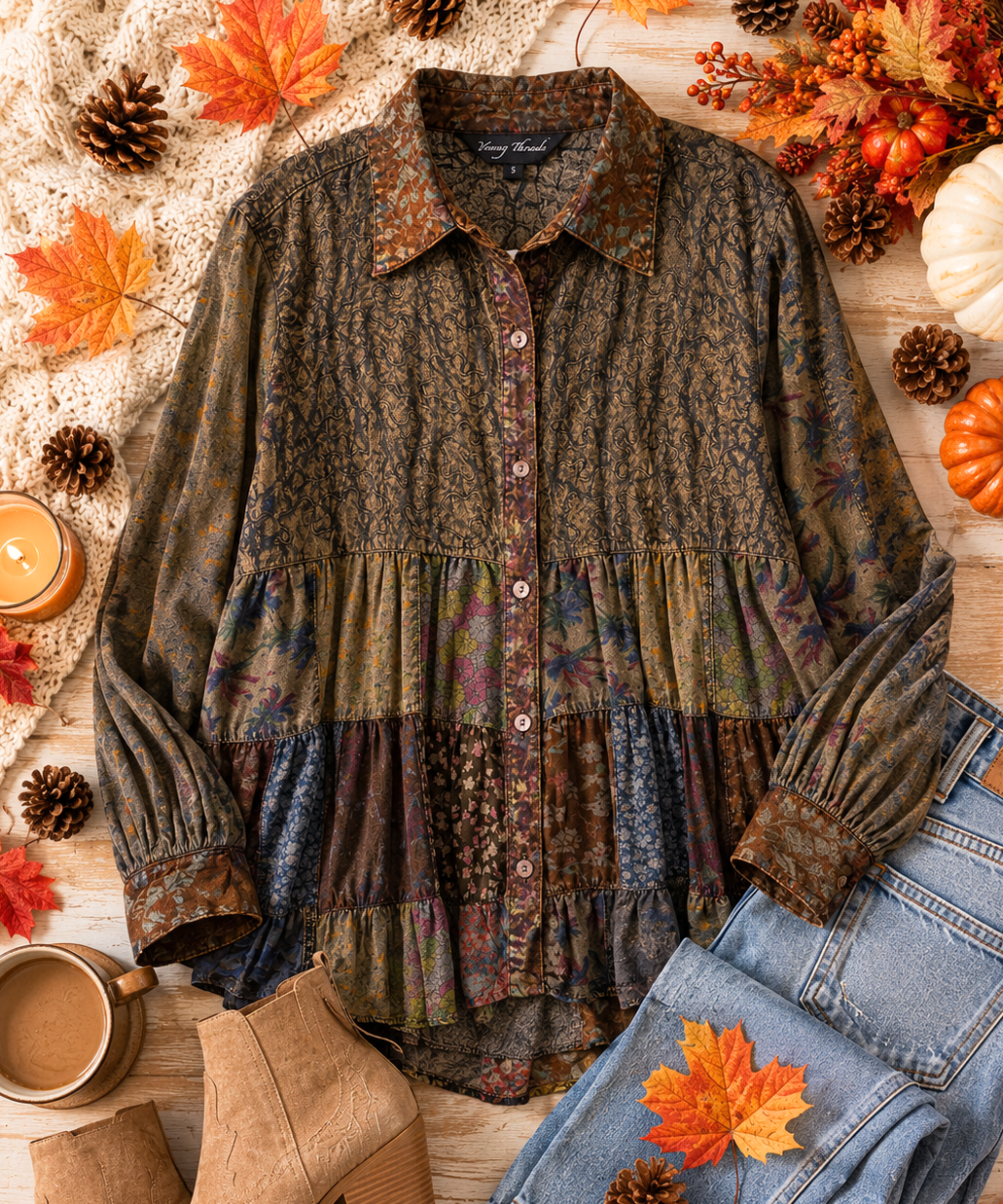 Tiered Amber Boho Top