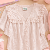 Lace Trim Blouse - 2 Colors