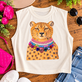 Boxy Sleeveless Jewel Cheetah Tee